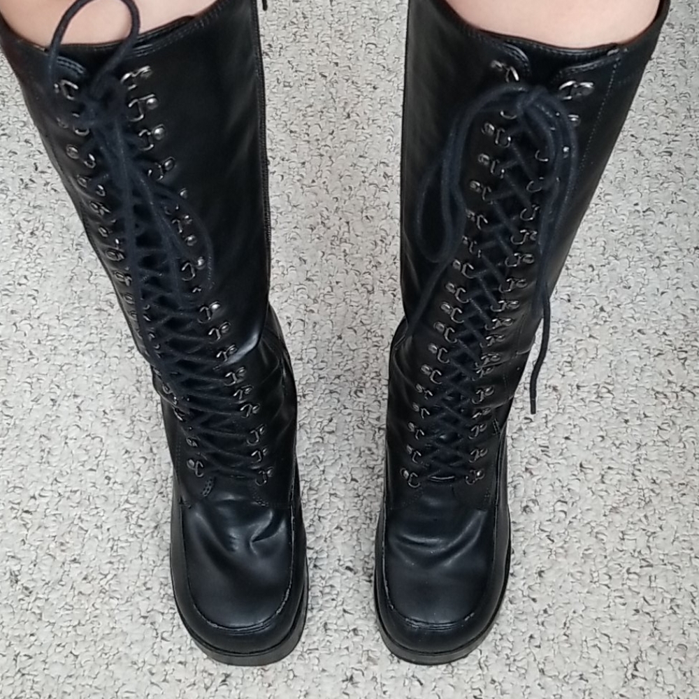 Black Platform Lace Up Boots
